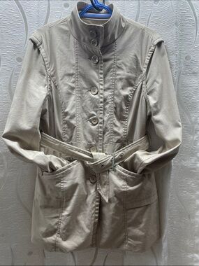 Suzy Shier Taupe Belted Trench Coat